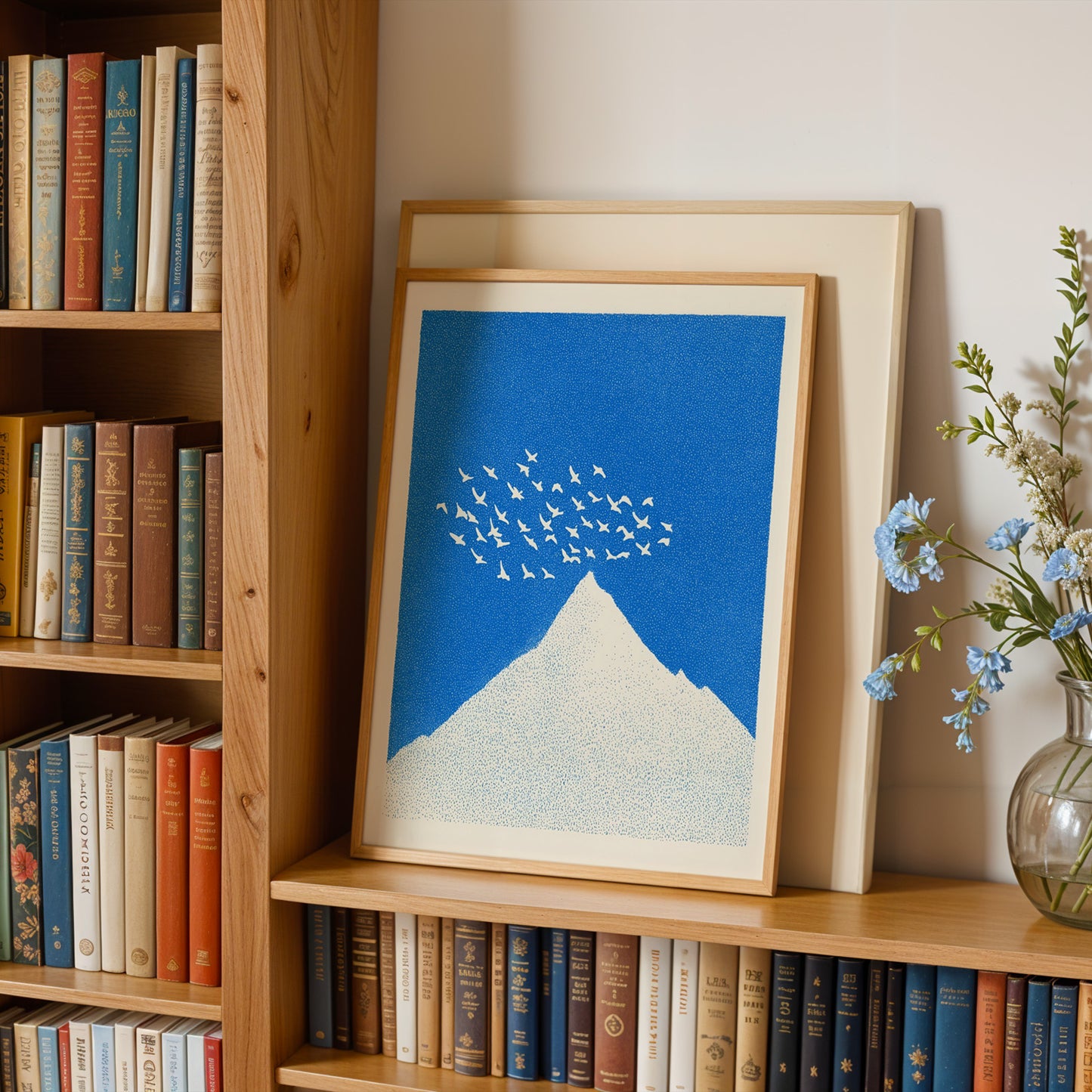 Minimalist Mountain Poster with Birds