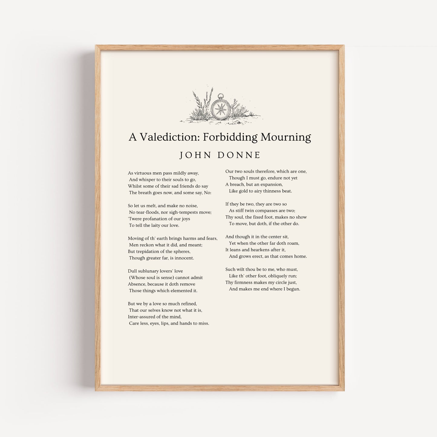 John Donne Poem Print - "A Valediction"