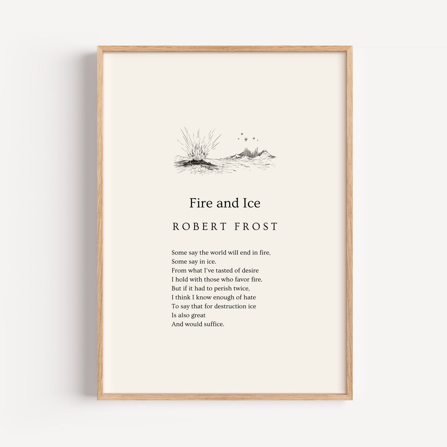 Robert Frost Poem Print - "Fire And Ice"
