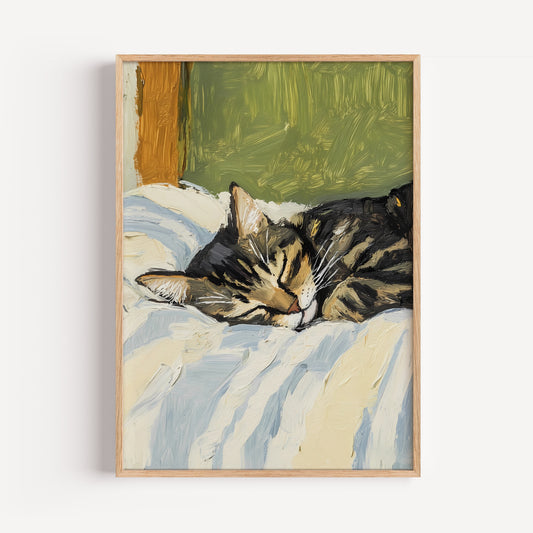 Sleeping Tabby Cat Print