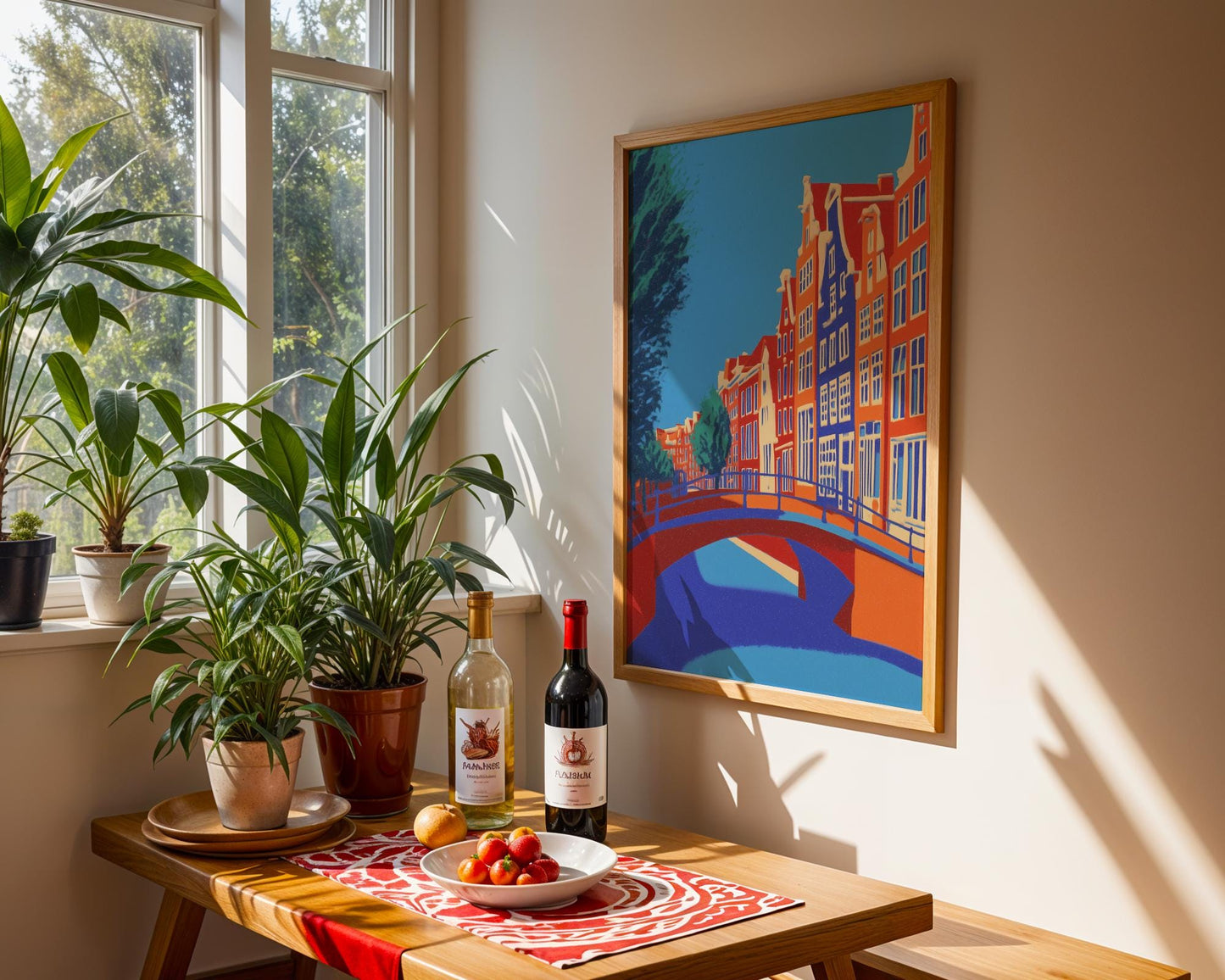 Amsterdam Canal Print – Travel Poster, Amsterdam Wall Art, Netherlands Poster, Amsterdam Houses, Holland Print, Architecture Art 15 x 20 cm / 6 x 8″ (roughly A5)