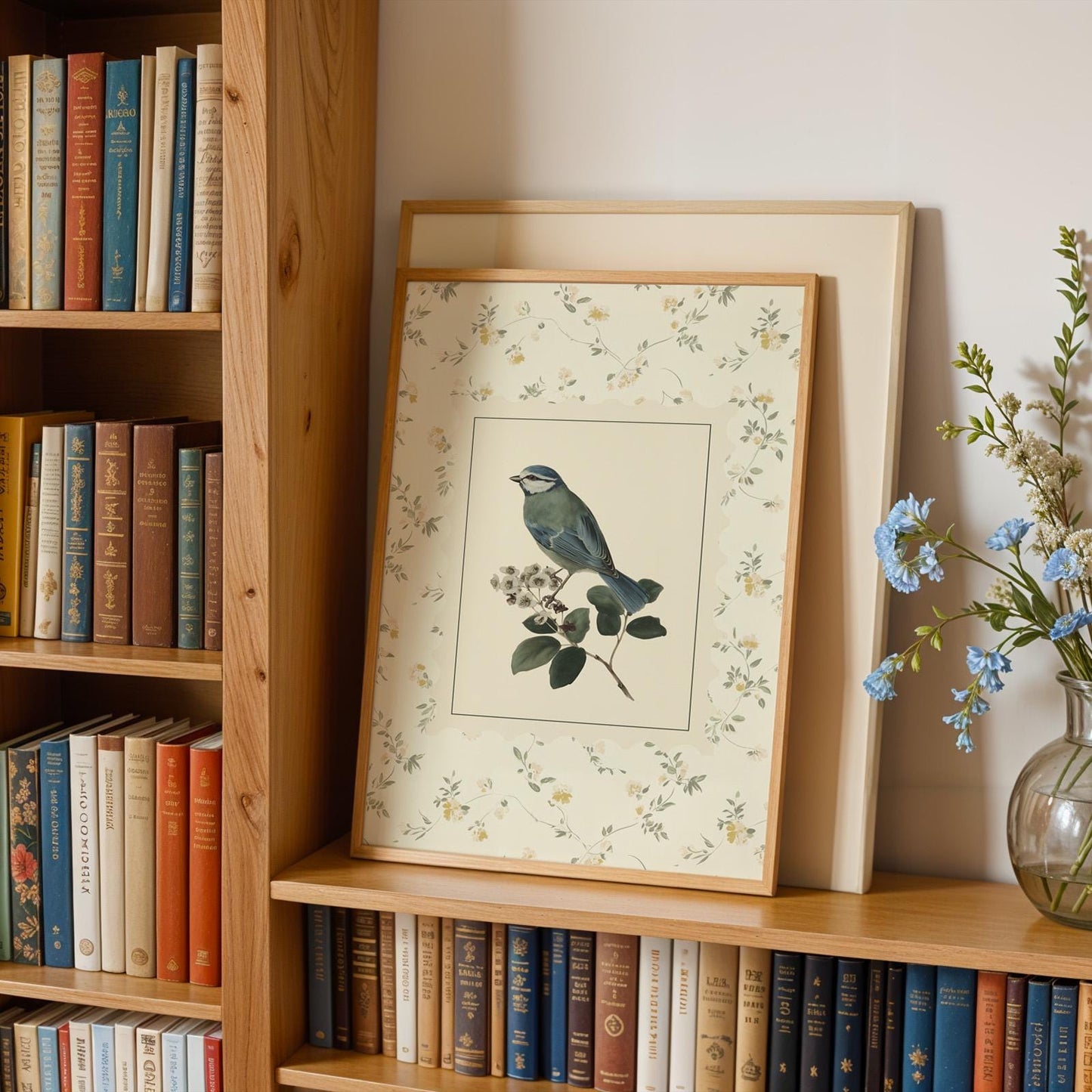 Floral Blue Bird Print