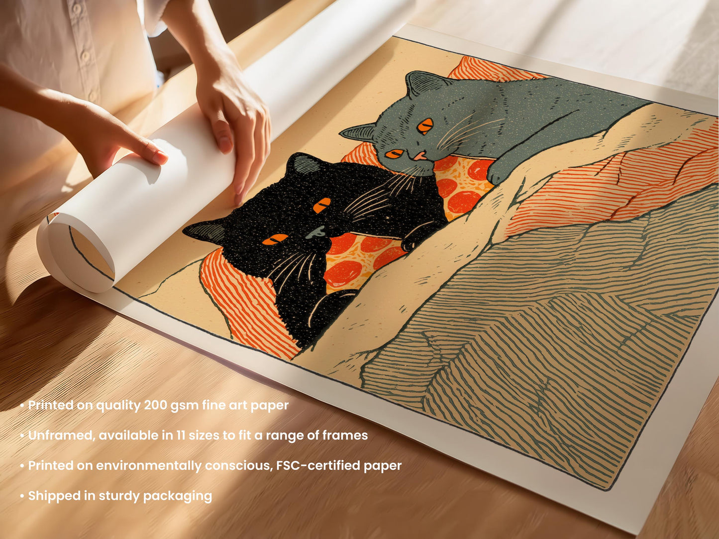 Cat Pizza Print