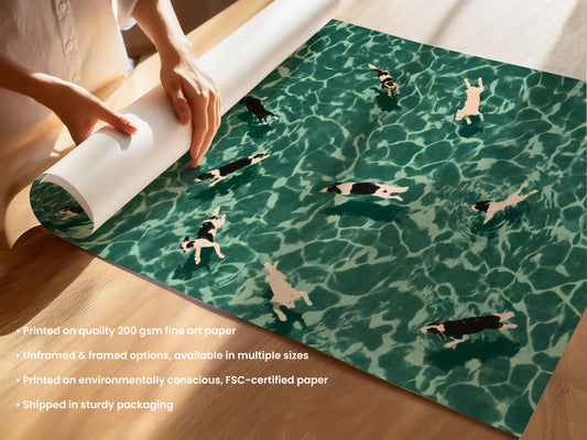 Dogs Swimming Pool Print