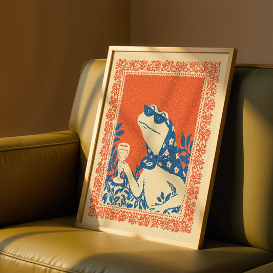 Frog Wine Print