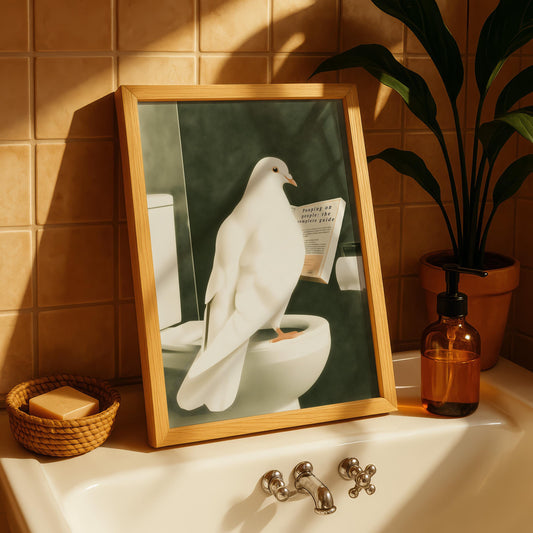 Funny Pigeon Bathroom Print