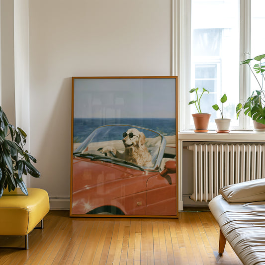 Golden Retriever Driving Print