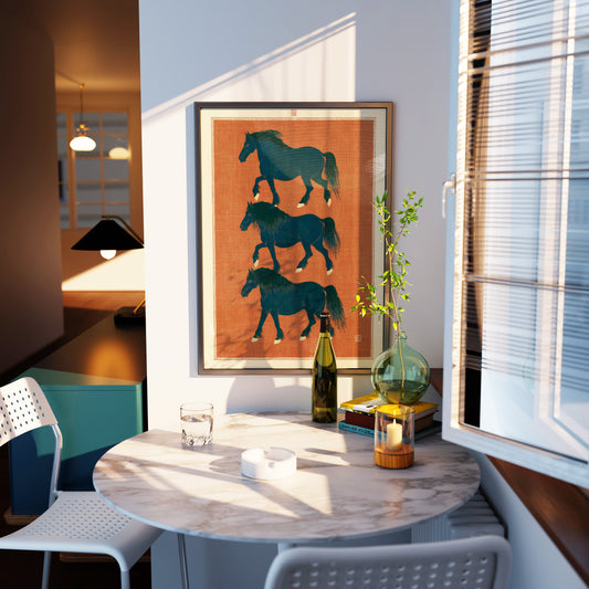 Three Horses Scroll Print