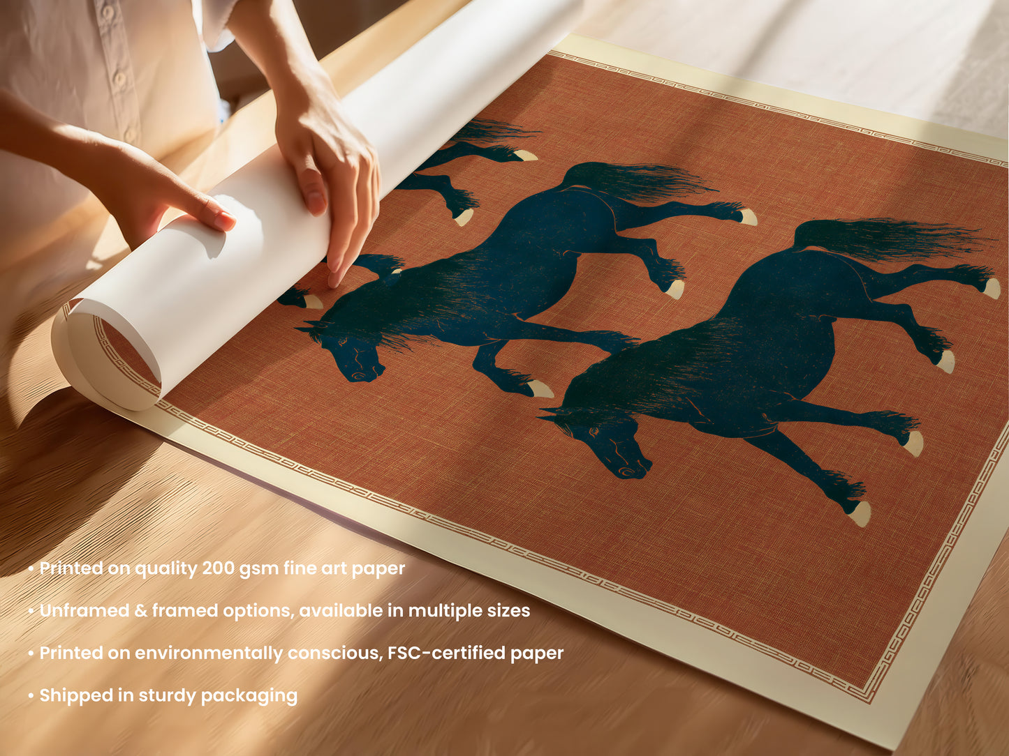 Three Horses Scroll Print