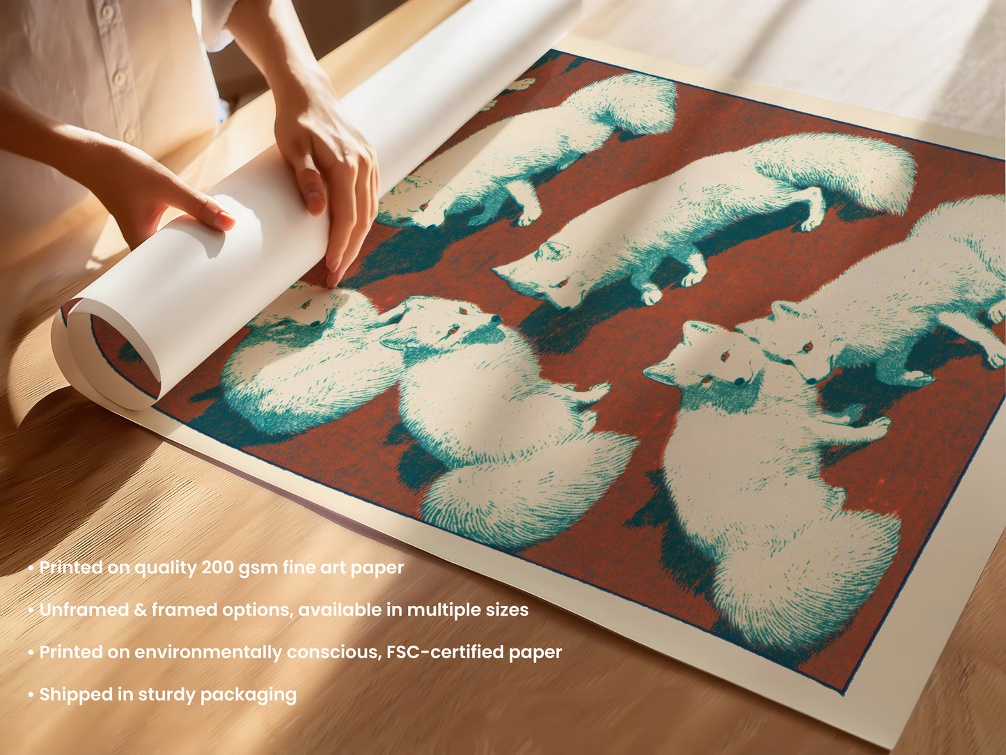 Arctic Fox Huddle Print