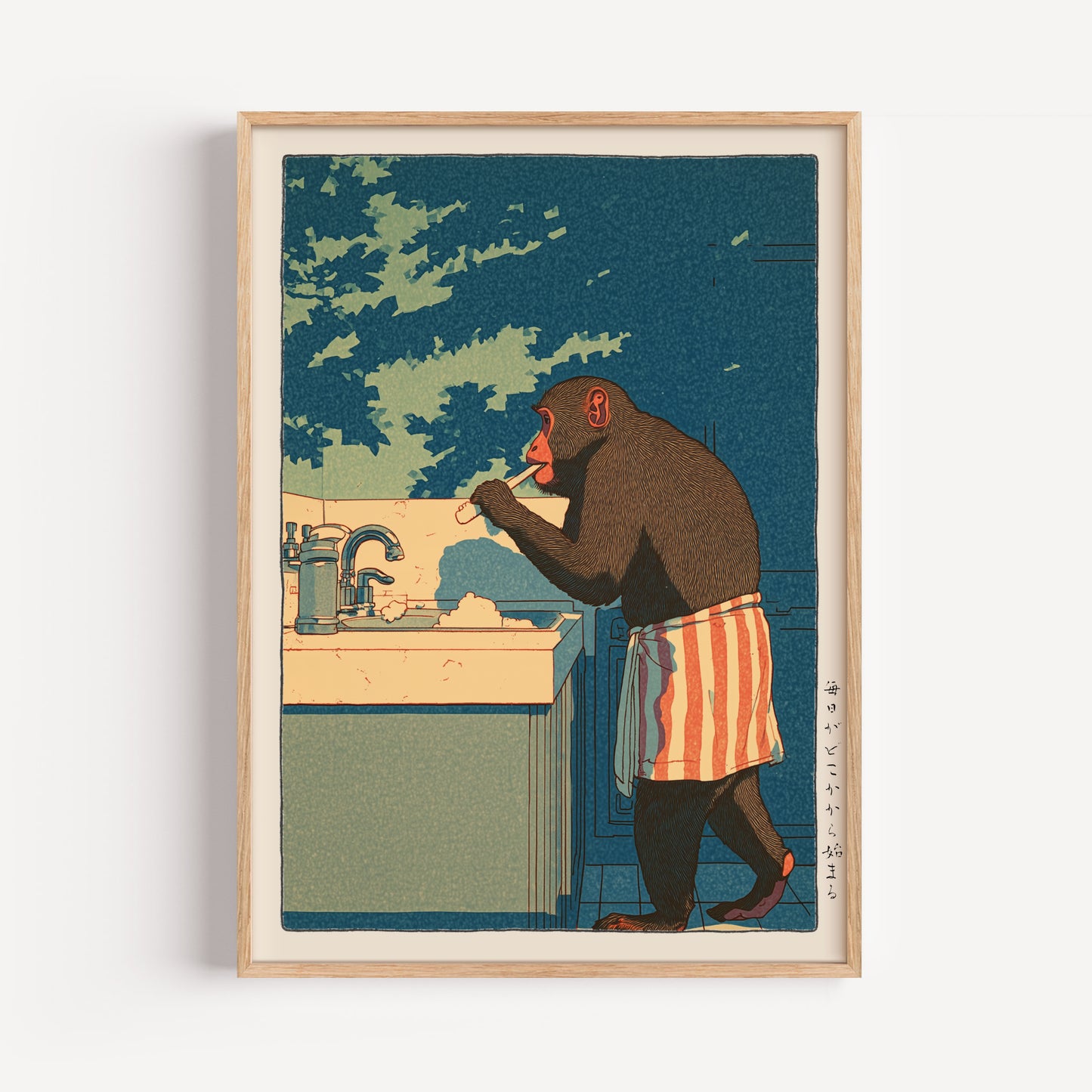 Japanese Monkey Bathroom Print