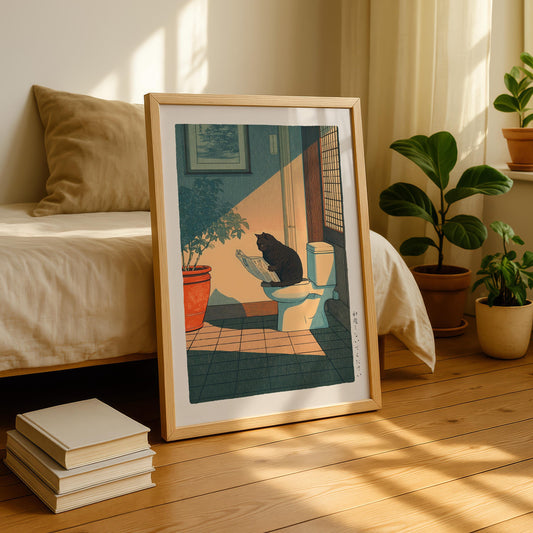 Japanese Cat Bathroom Print