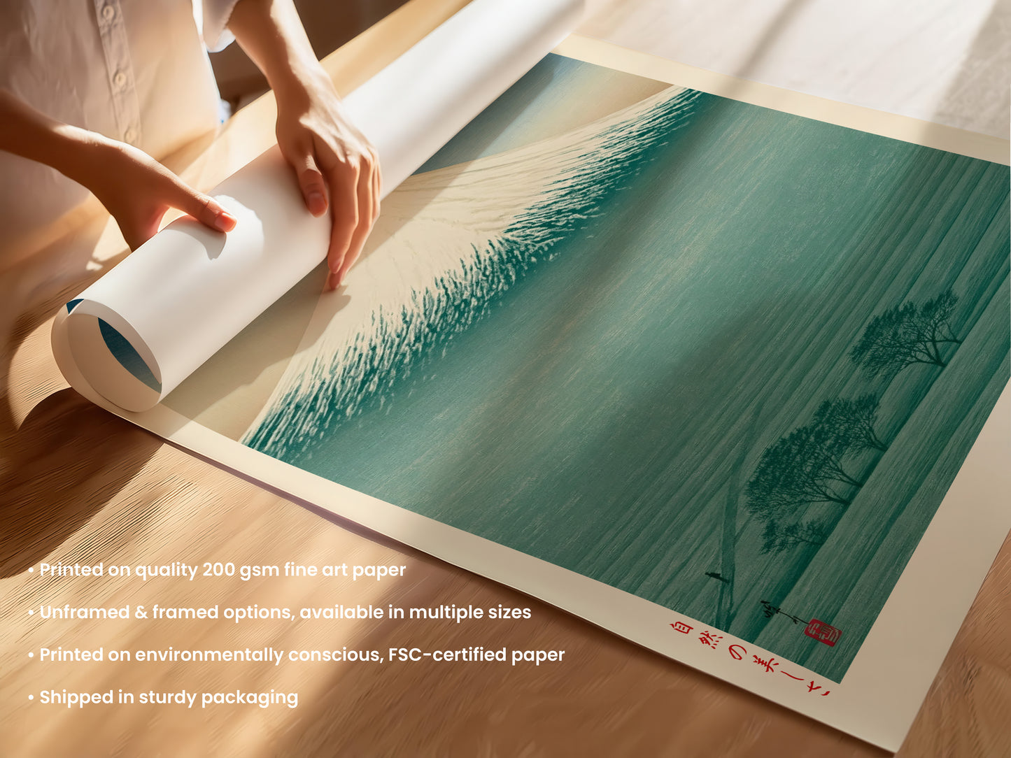 Mount Fuji Teal Print