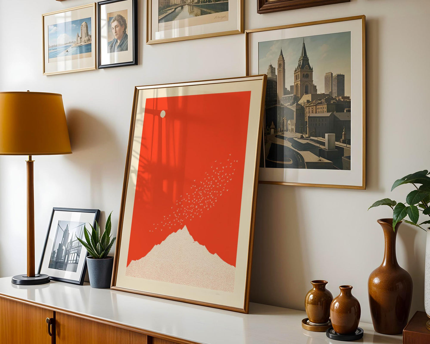 Red Mountain Birds Print