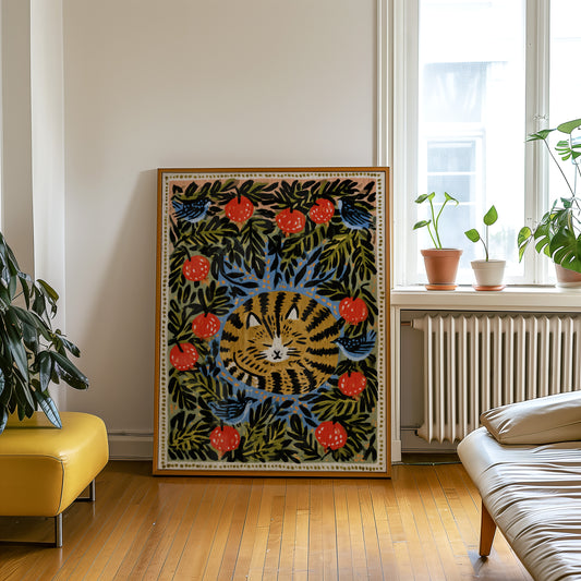 Tabby Cat & Pomegranates Print 002 Living Room-media-4.jpg