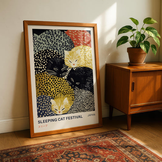 Sleeping Cat Japanese Print