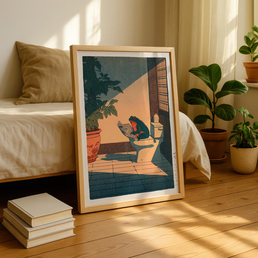 Japanese Frog Bathroom Print