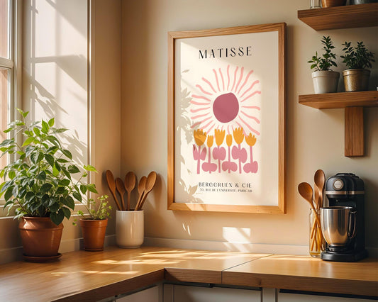 Pink Matisse Sun & Tulip Print
