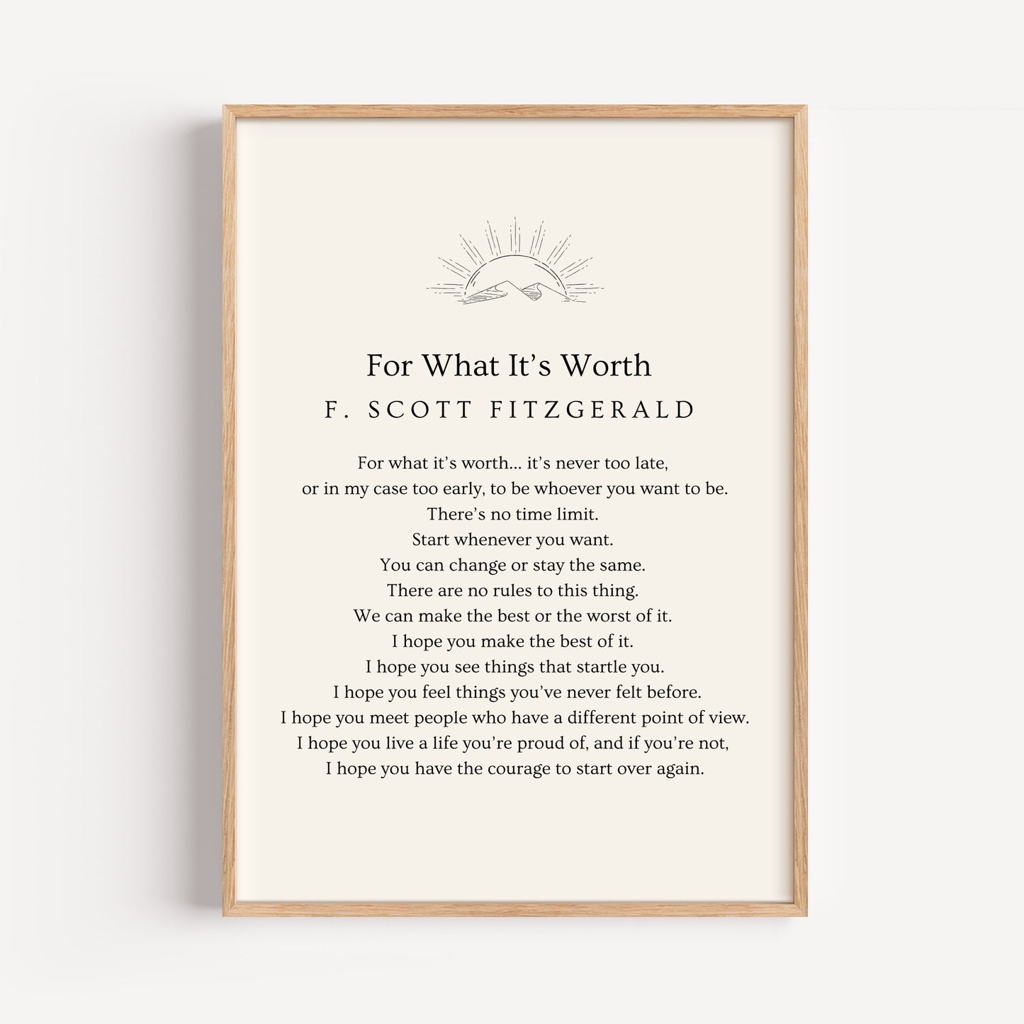 F. Scott Fitzgerald Quote Print - "For What It's Worth"