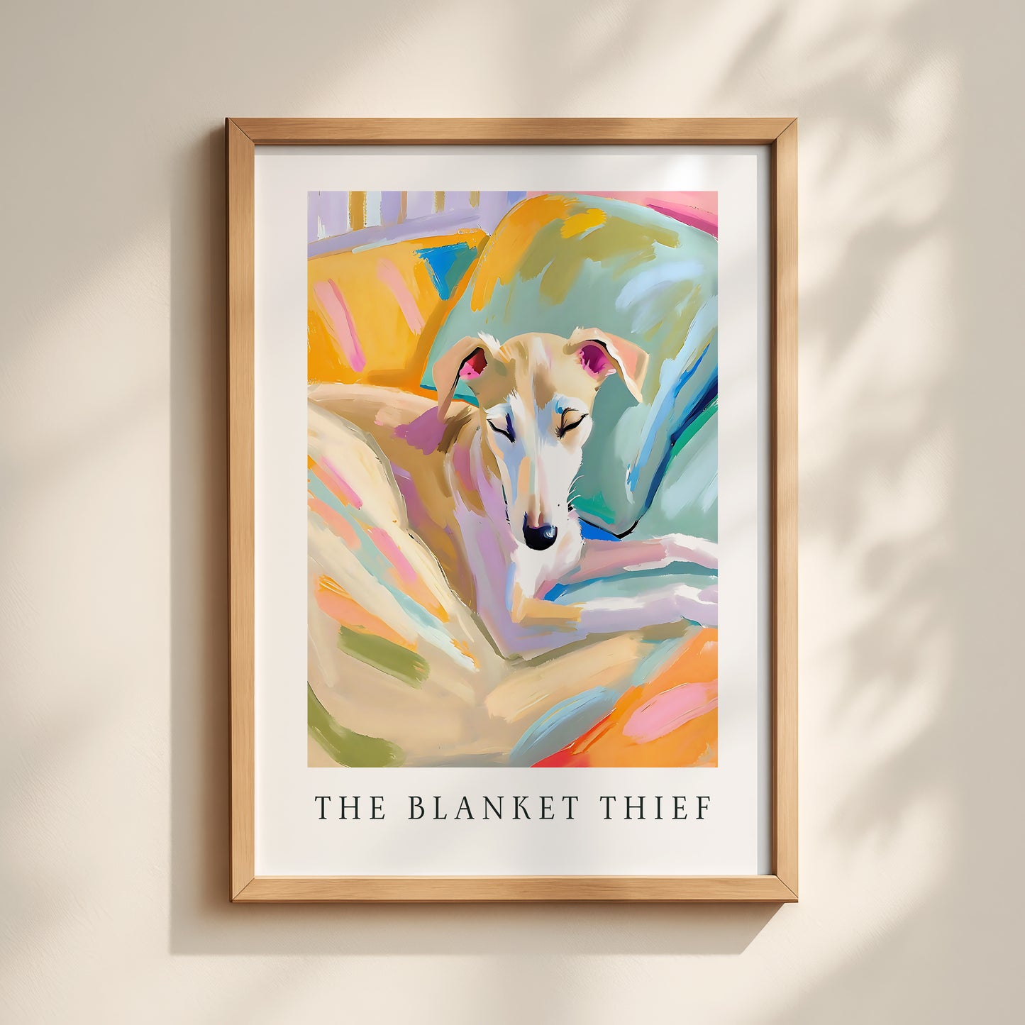 Whippet Puppy Print - "The Blanket Thief"