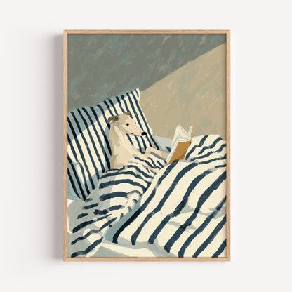 Greyhound Reading Print