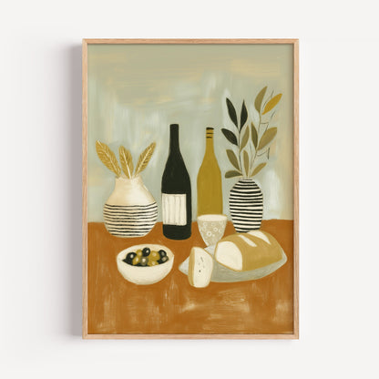 Mediterranean Wine & Bread Kitchen Print