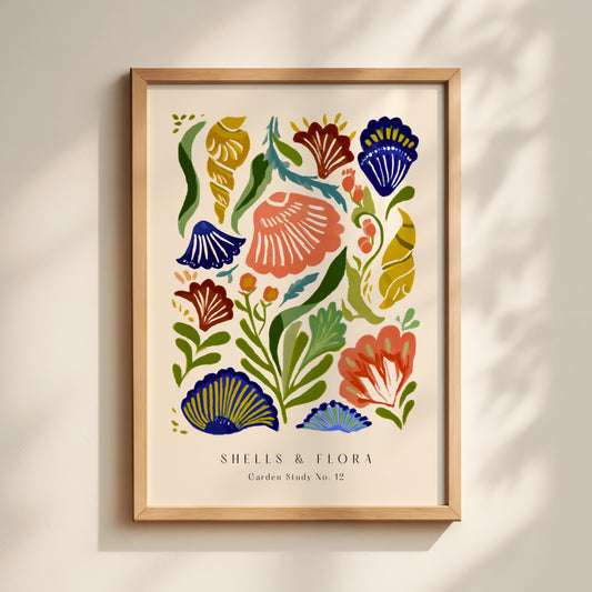 Shells & Flora Botanical Abstract Print