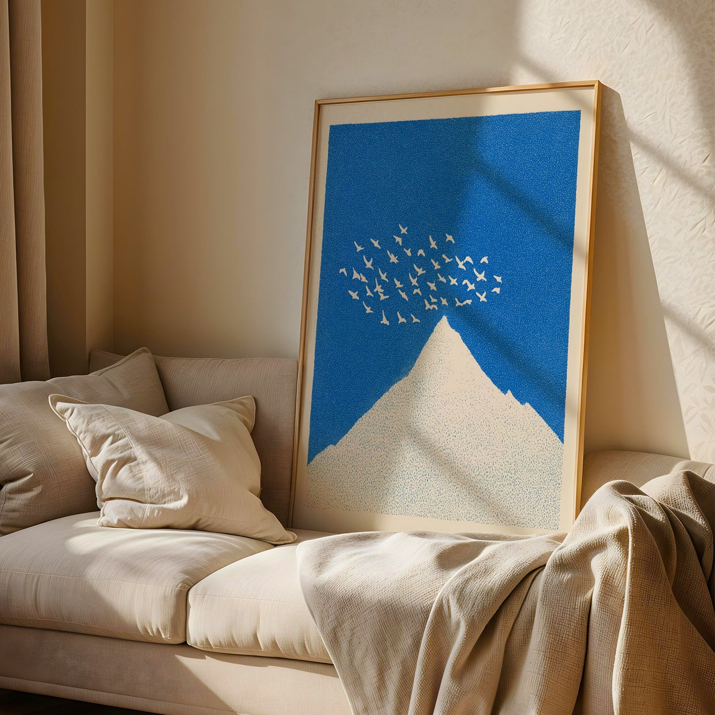 Minimalist Mountain Poster with Birds