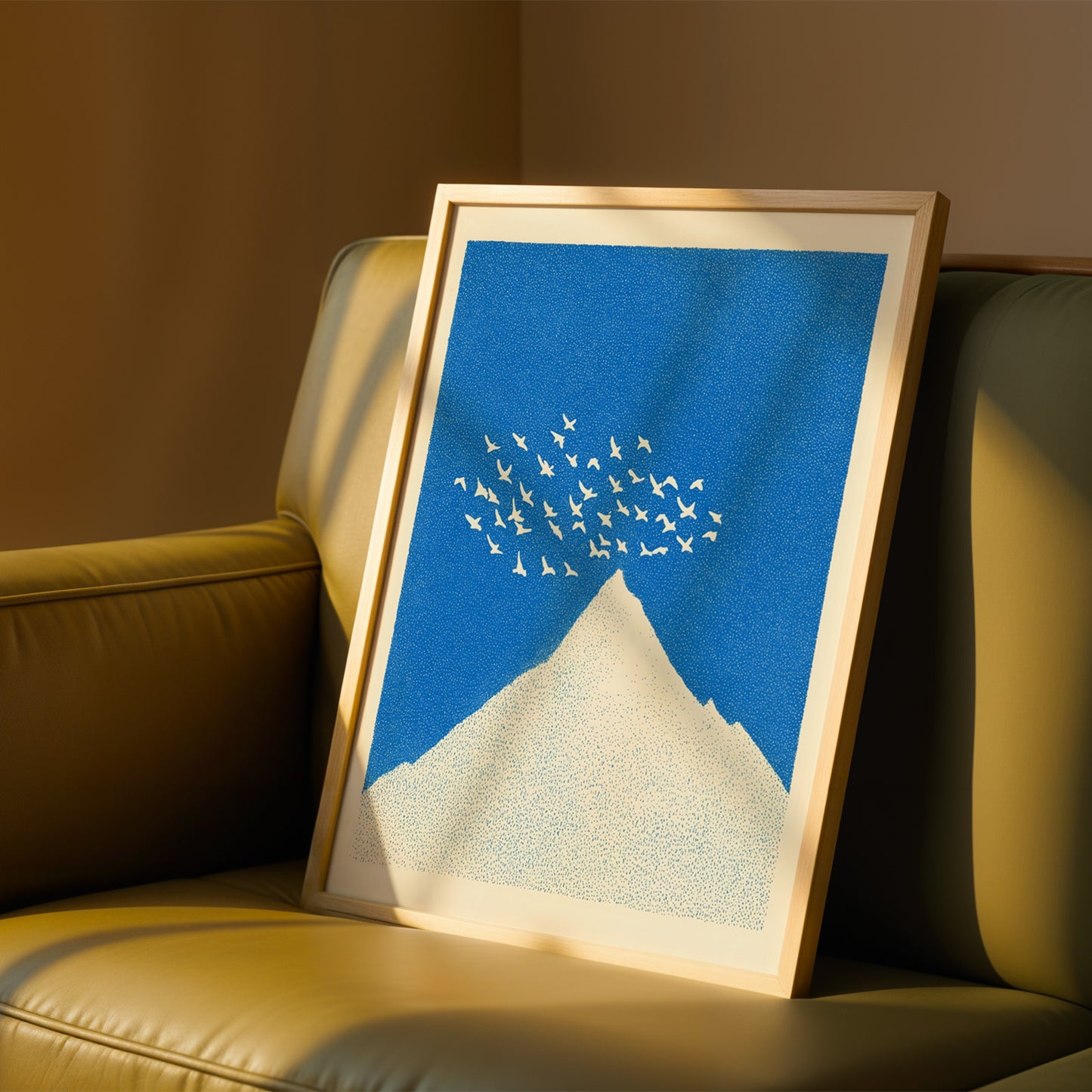Minimalist Mountain Poster with Birds