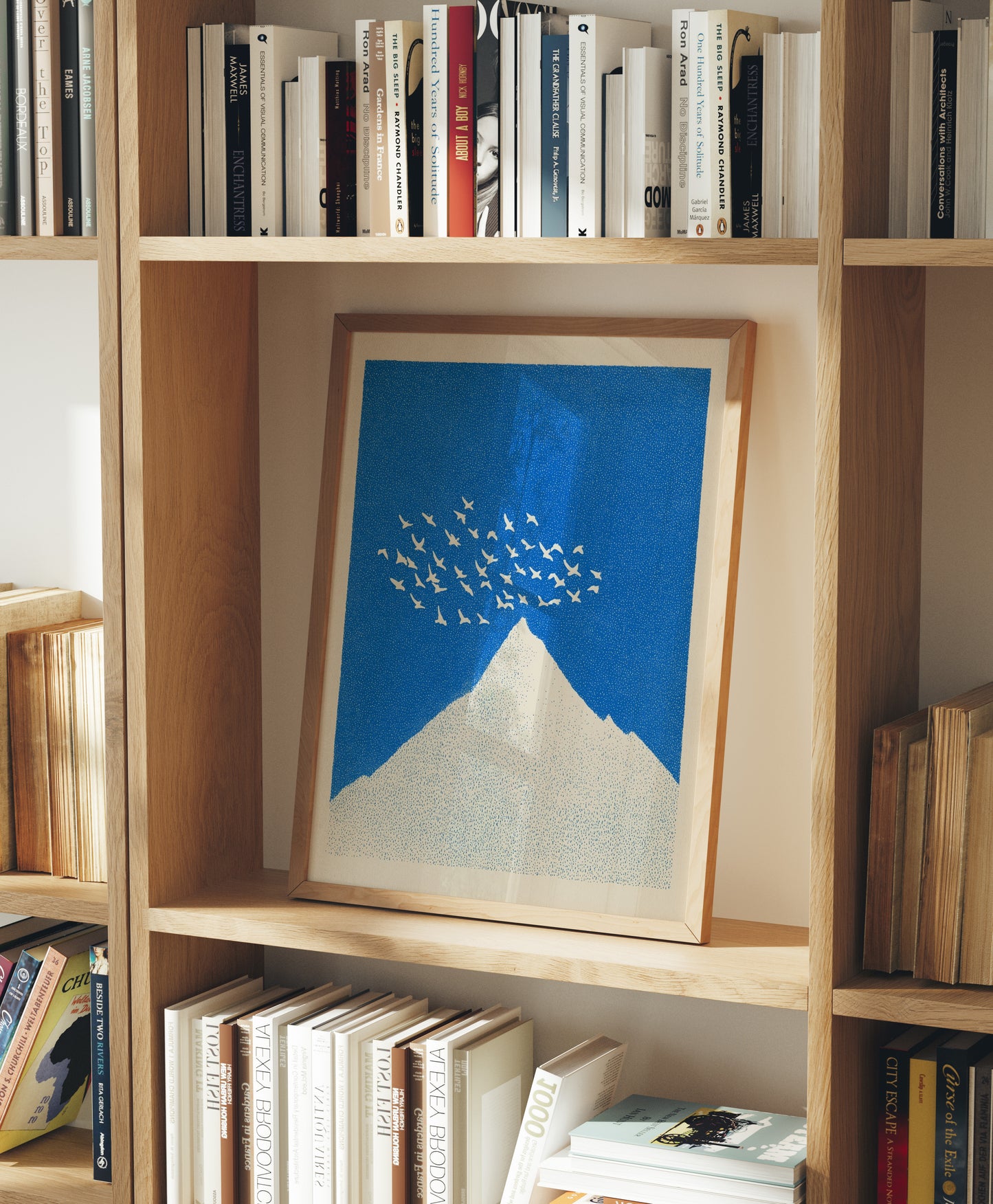 Minimalist Mountain Poster with Birds