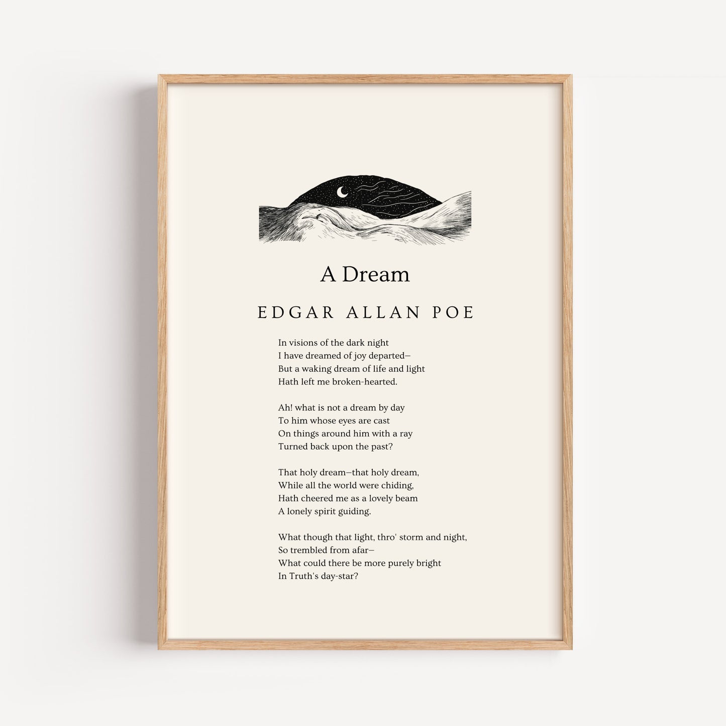Egdar Allan Poe Poem Print - "A Dream"