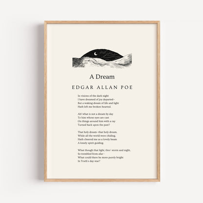 Egdar Allan Poe Poem Print - "A Dream"