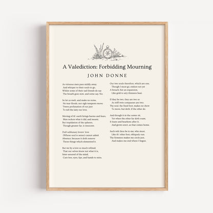 John Donne Poem Print - "A Valediction"