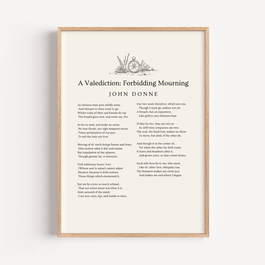 John Donne Poem Print - "A Valediction"