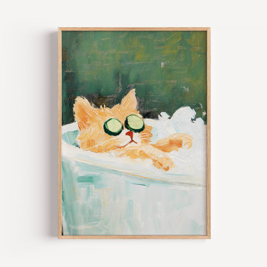 Ginger Cat Bathtub Print