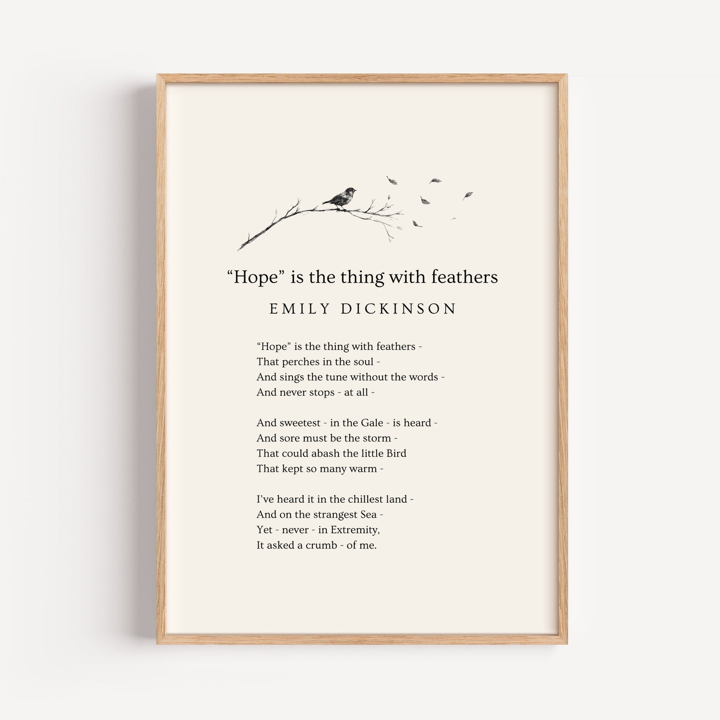 Emily Dickinson Poem Print - "Hope is the Thing With Feathers"