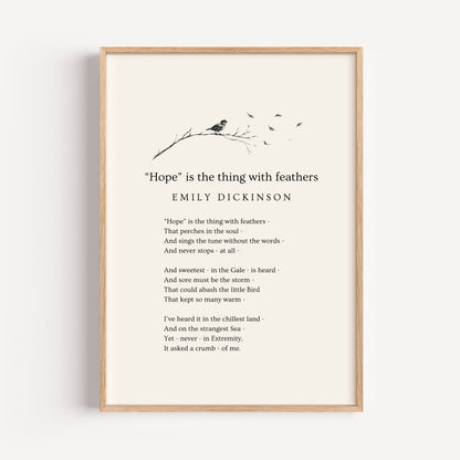Emily Dickinson Poem Print - "Hope is the Thing With Feathers"