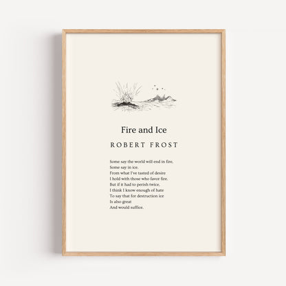 Robert Frost Poem Print - "Fire And Ice"