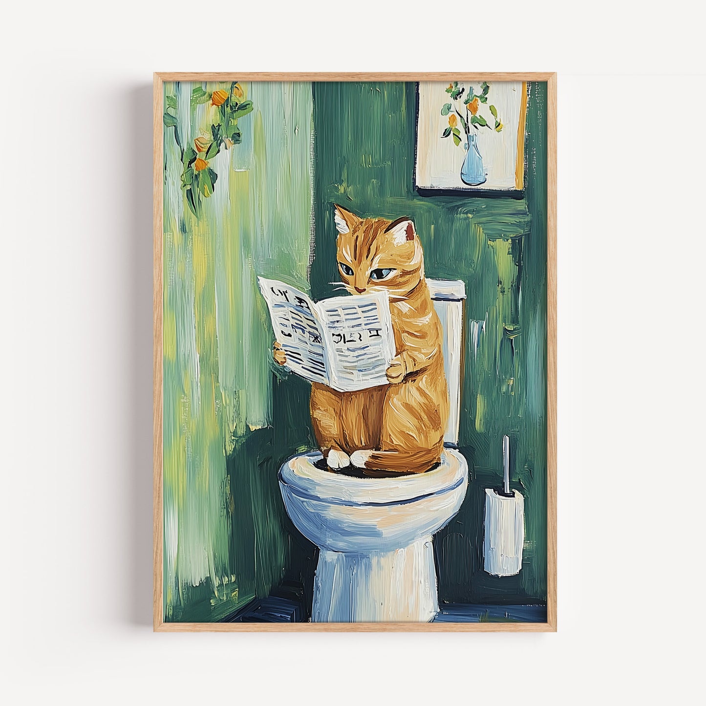 Cat on Toilet Bathroom Print