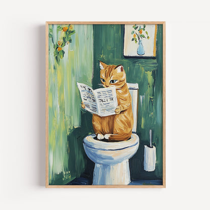 Cat on Toilet Bathroom Print