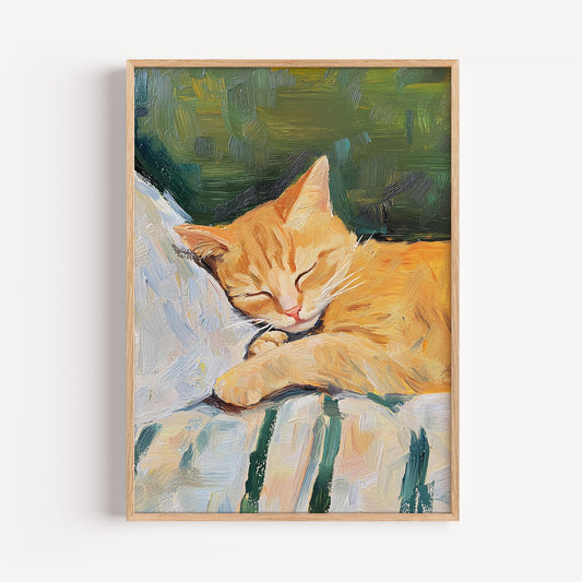 Sleeping Ginger Cat Print