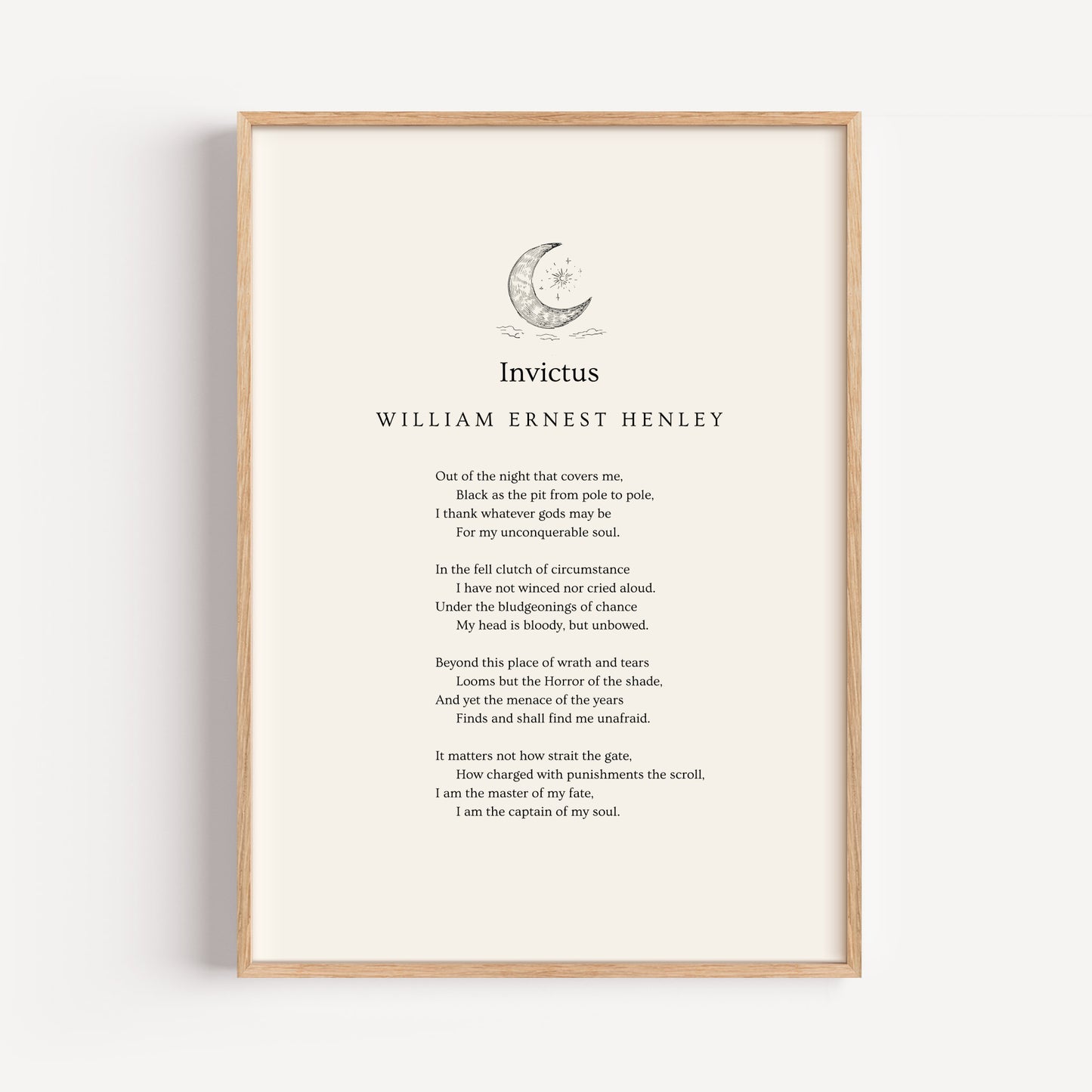 William Ernest Henley Poem Print - "Invictus"