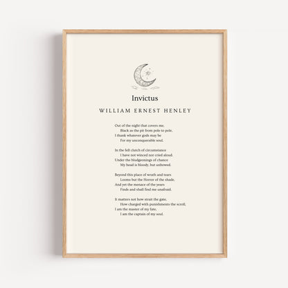 William Ernest Henley Poem Print - "Invictus"
