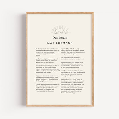 M. Ehrmann Desiderata Poem Print