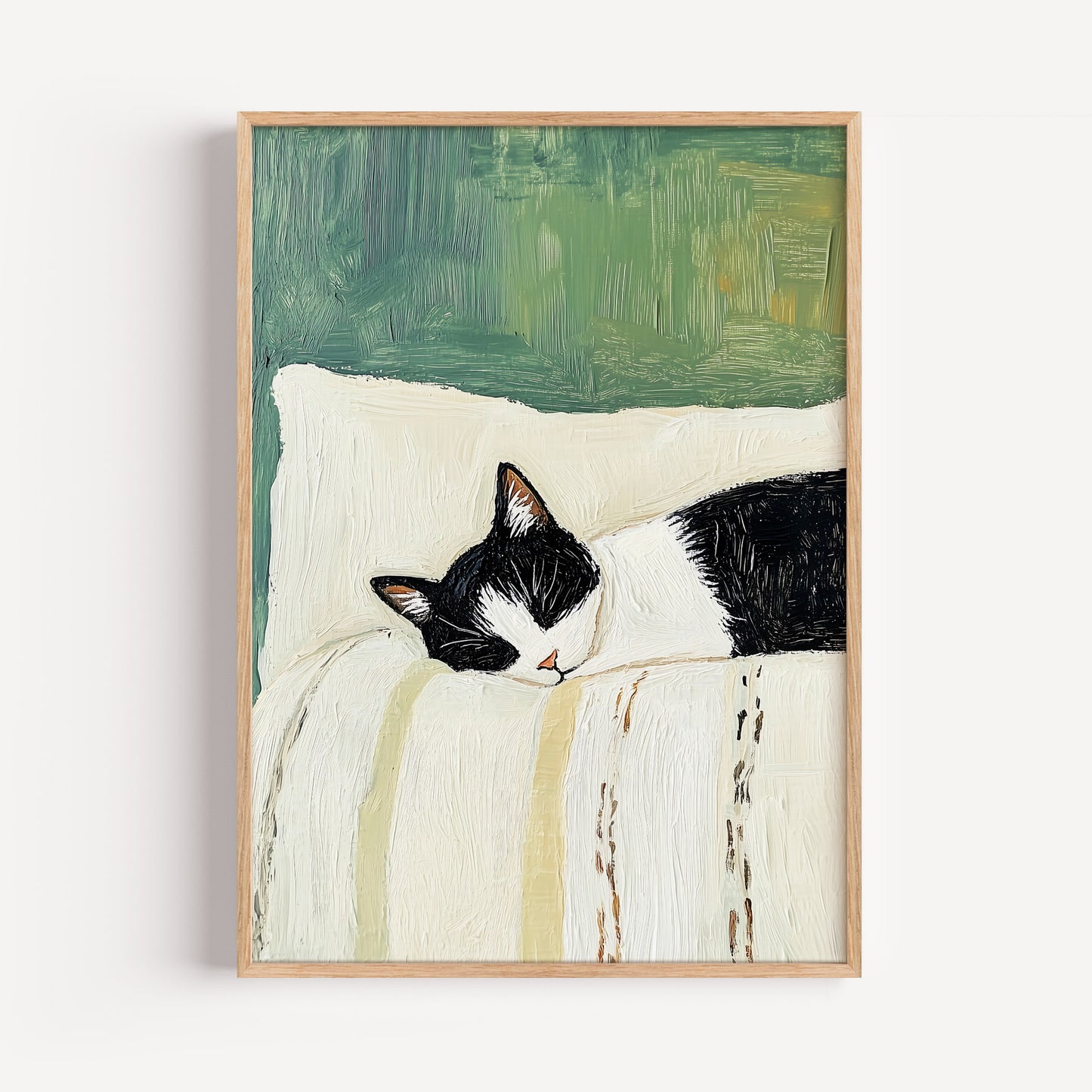 Sleeping Tuxedo Cat Print