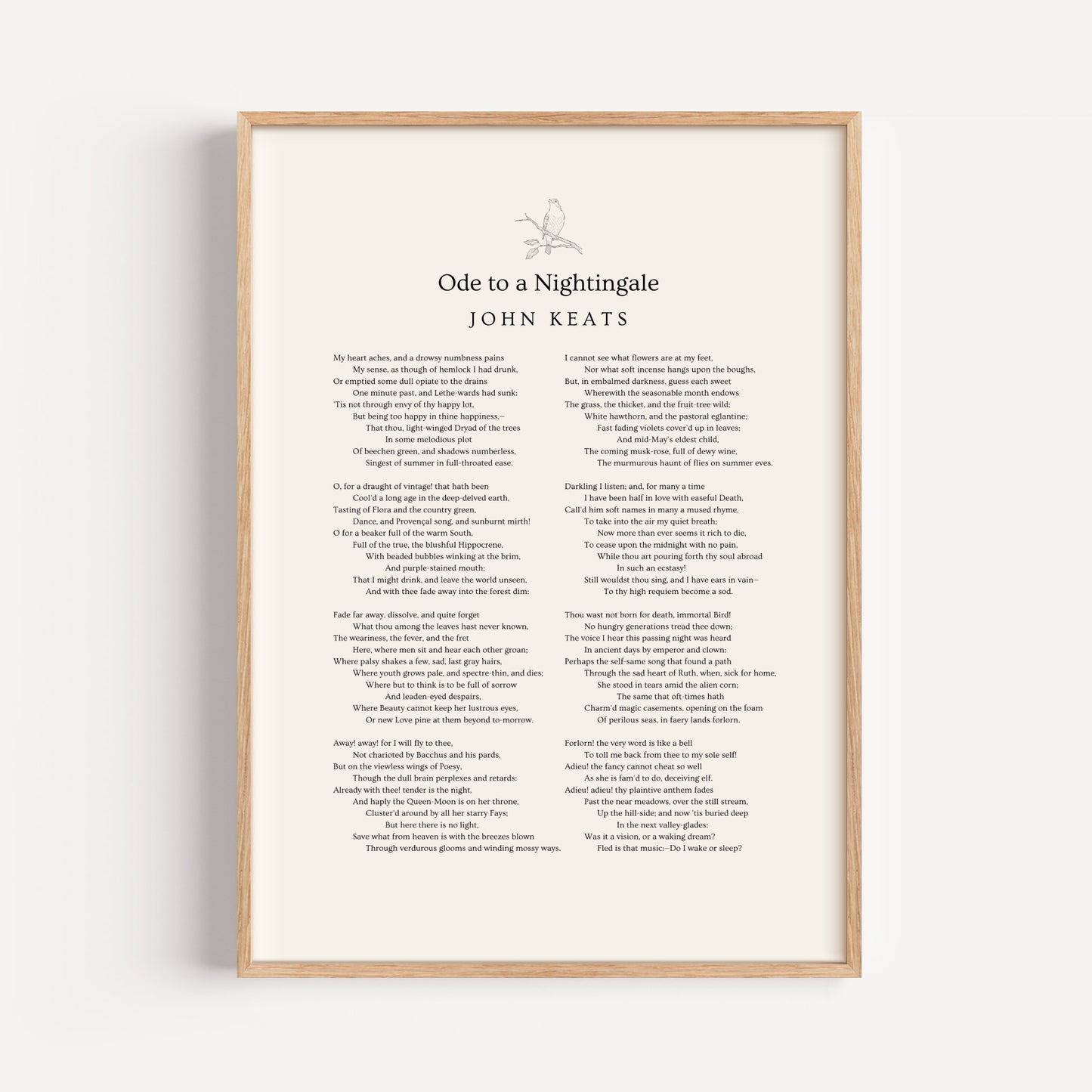 John Keats Poem Print - "Ode To A Nightingale"