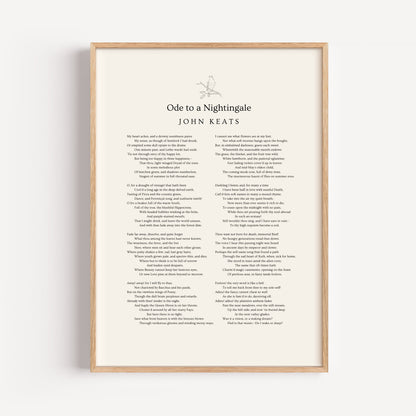 John Keats Poem Print - "Ode To A Nightingale"