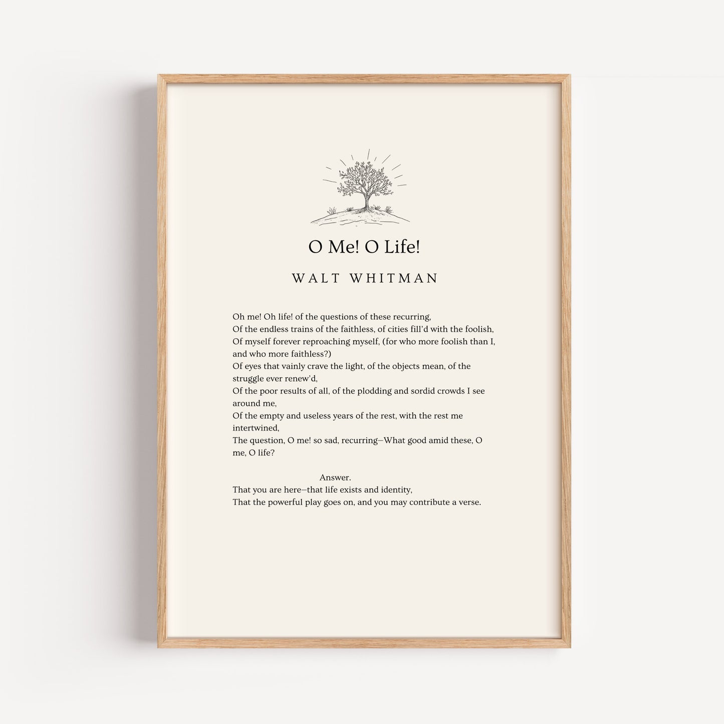 Walt Whitman Poem Print - "O Me! O Life!"