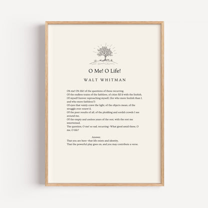 Walt Whitman Poem Print - "O Me! O Life!"