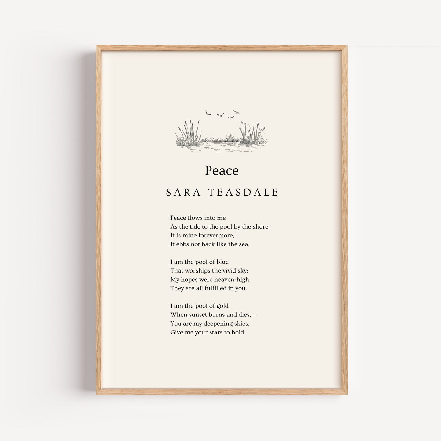 Sara Teasdale Poem Print - "Peace"